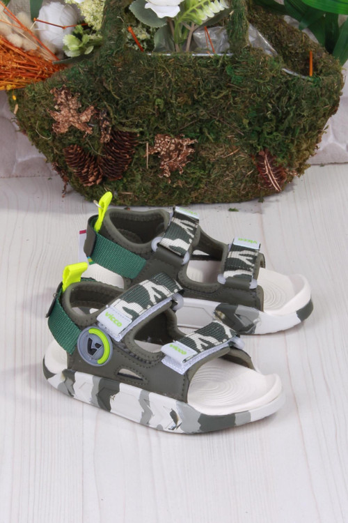 332.P25Y.206 Haki Tape Rahat Esnek Erkek Çocuk Sandalet