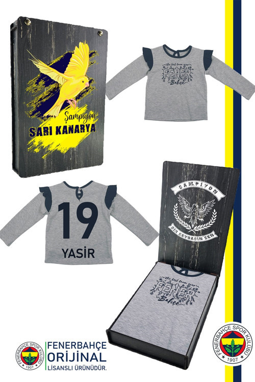 Orijinal Lisanslı Uzun Kol Lacivert Bebek Sweat Kişiye Özel Hediyelik Ahşap