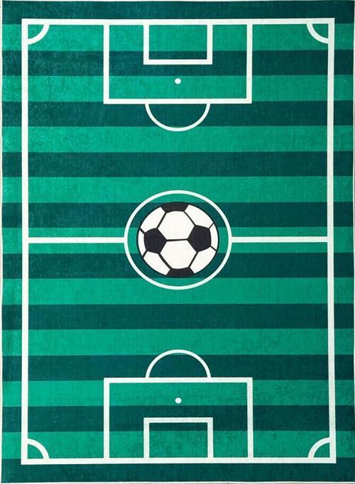 Futbol Sahası Temalı Çocuk Bebek Genç odası eğitici oyun Kaymaz Taban Yıkanabilir Yeşil Beyaz Halı