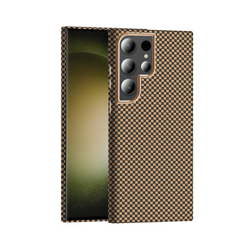 Galaxy S23 Ultra Kılıf M-safe Şarj Özellikli Karbon Fiber Görünümlü Gros Kılıf Desert Titanyum