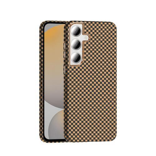 Galaxy S24 FE Kılıf M-safe Şarj Özellikli Karbon Fiber Görünümlü Gros Kılıf Desert Titanyum