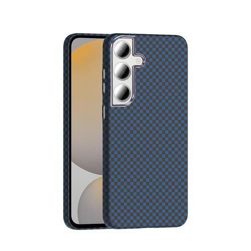 Galaxy S24 FE Kılıf M-safe Şarj Özellikli Karbon Fiber Görünümlü Gros Kılıf Lacivert