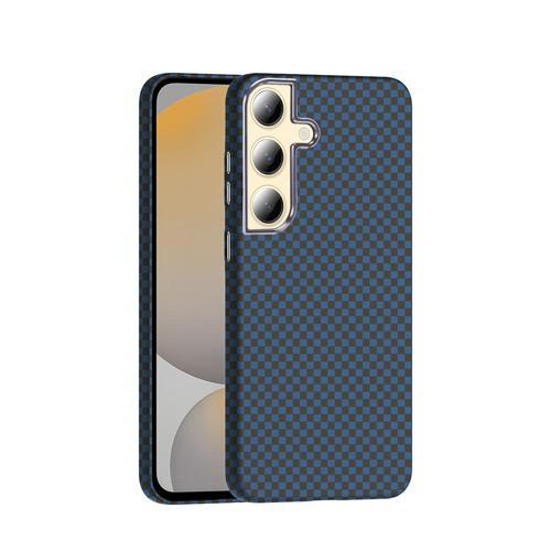 Galaxy S24 Kılıf M-safe Şarj Özellikli Karbon Fiber Görünümlü Gros Kılıf Lacivert