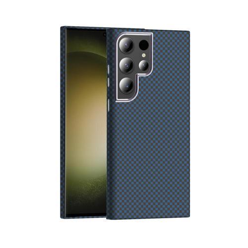 Galaxy S24 Ultra Kılıf M-safe Şarj Özellikli Karbon Fiber Görünümlü Gros Kılıf Lacivert