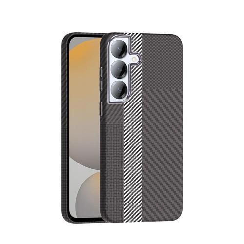 Galaxy S25 Plus Kılıf M-safe Şarj Özellikli Karbon Fiber Görünümlü Gros Kılıf Gri-Siyah