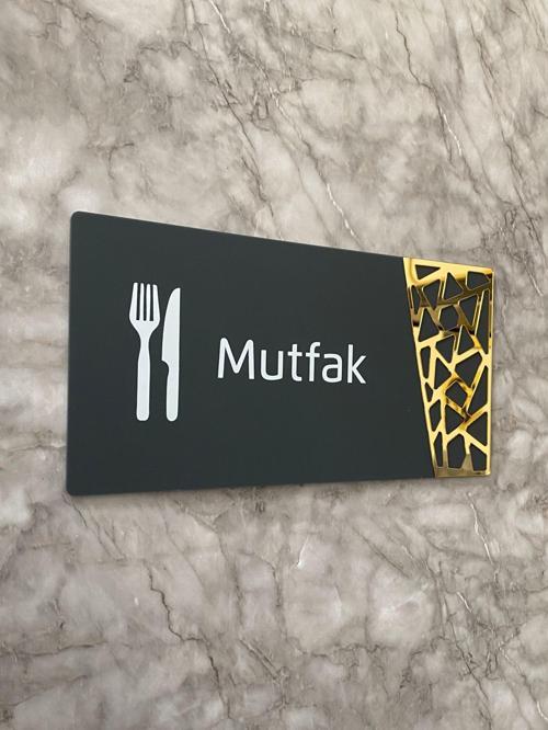 Mutfak Kapı Yönlendirme Levhası Oda İsimliği 24x12 Cm