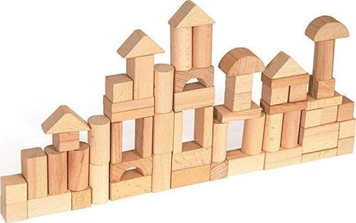 Woody 60 Parça Küçük Kovalı Naturel Bloklar