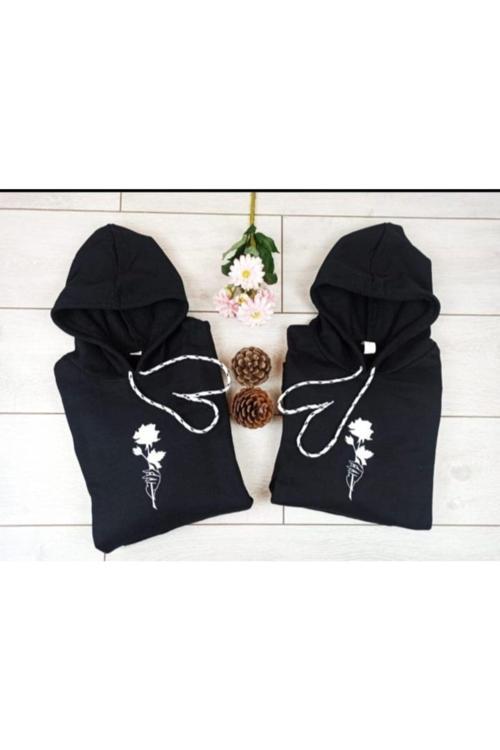 Sevgili Kombini Çift Unicex Baskılı Sweatshirt Siyah