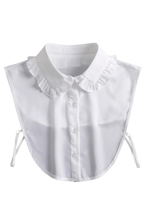 Kadın Fırfır Detay Özel Tasarım Yakalık Yaka İçlik Boyunluk Yarım Gömlek