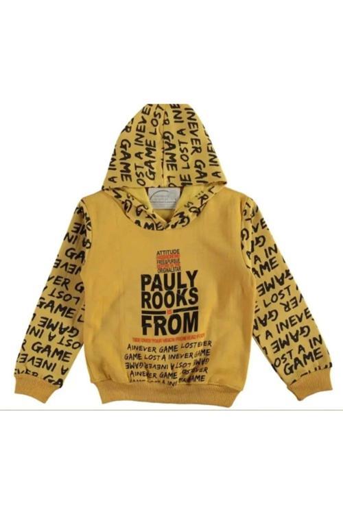 Erkek Çocuk Kapşonlu Sweatshirt Hardal