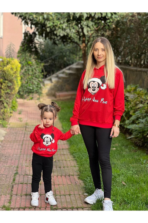 Anne Kız Sweatshirt Baskılı Kırmızı