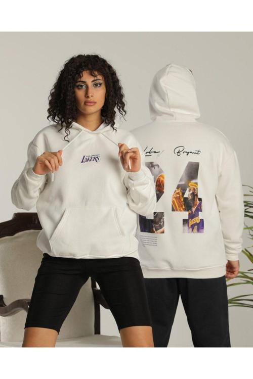Sevgili Kombini Çift Unisex Oversize Baskılı Sweatshirt Beyaz