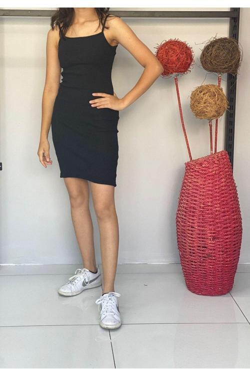 Genç İp Askılı Elbise Yazlık Triko