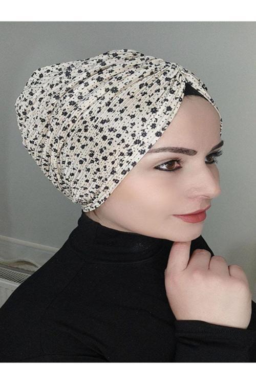 Kadın Trend Büzgülü Bone Krem