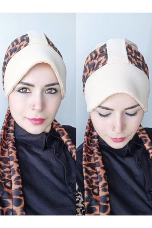 Leopar Atkılı Bone Açık Vizyon