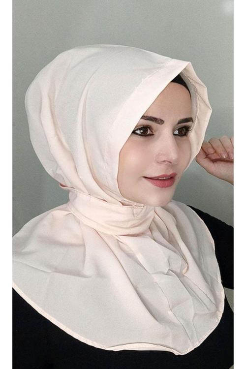 Kadın Tesettür Çıt Çıtlı Krep Şal Bone Somon