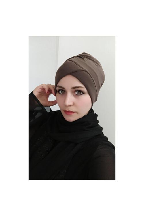 Kadın Tesettür Çapraz Bone Koyu Vizyon