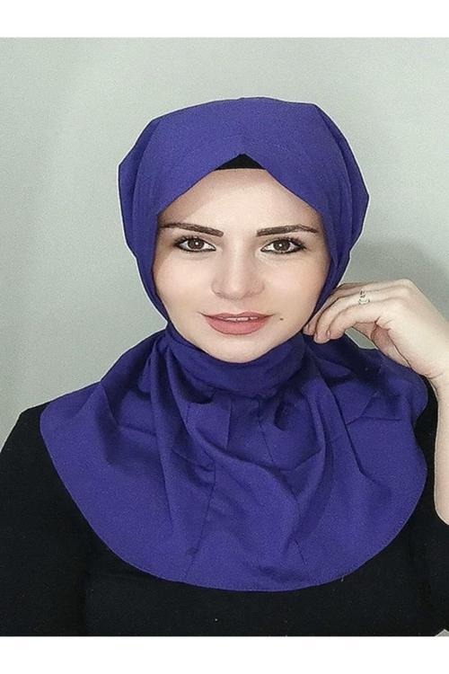 Kadın Tesettür Hazır Krep Çıt Çıt Şal Mor
