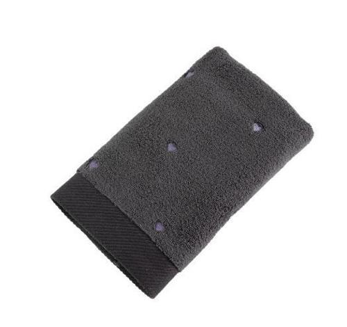 Lubow Love Koyu Gri Lila Nakışlı 50x90 6lı Havlu Seti