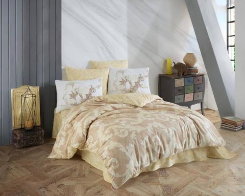 Çift Kişilik Ranforce Nevresim Takımı Avangarde Krem