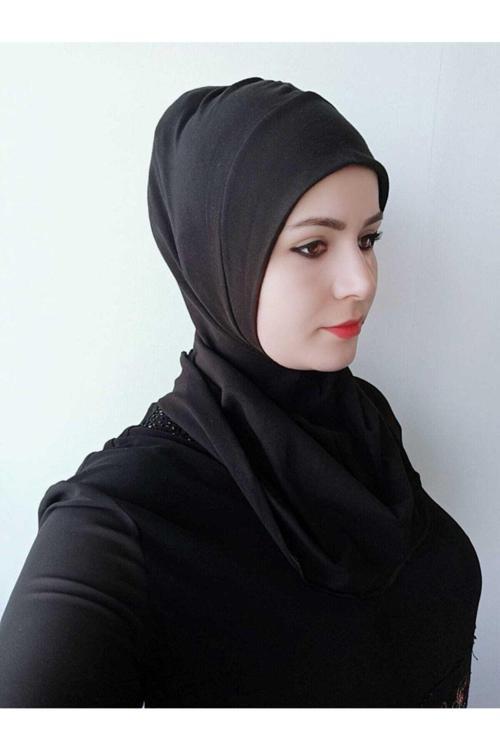 Kadın Tesettür Boyunluklu Bone Siyah