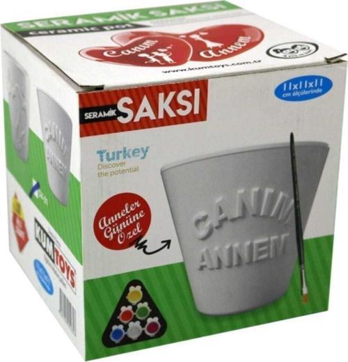 Anneler Gününe Özel 11x11x11 Cm Seramik Saksı Kum Toys