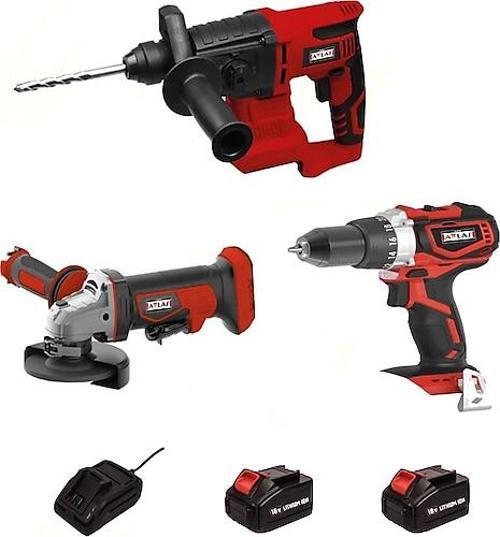 3 Lü  Makina 2 Akülü Set 18V 4.0Ah ( Kömürsüz Matkap , Kömürsüz Avuç Taşlama Makinesi , Daire Testere Makinası )