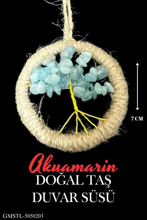 Sertifikalı Akuamarin Doğal Taş El Yapımı Duvar Süsü & Araba Süsü & Kapı Süsü