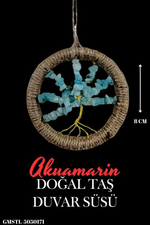 Sertifikalı Akuamarin Doğal Taş El Yapımı Duvar Süsü & Araba Süsü & Kapı Süsü