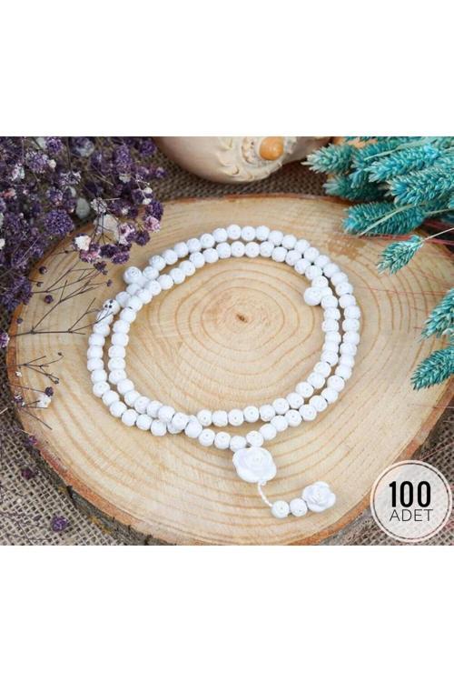 Gül Kokulu Gül Işlemeli Tesbih -  100 Adet