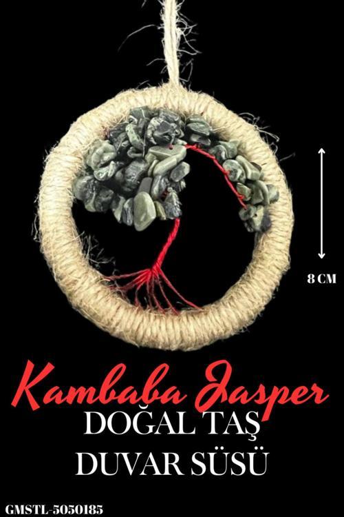 Sertifikalı Kambaba Jasper Kırmızı Tel Doğal Taş El Yapımı Duvar Süsü & Araba Süsü & Kapı Süsü