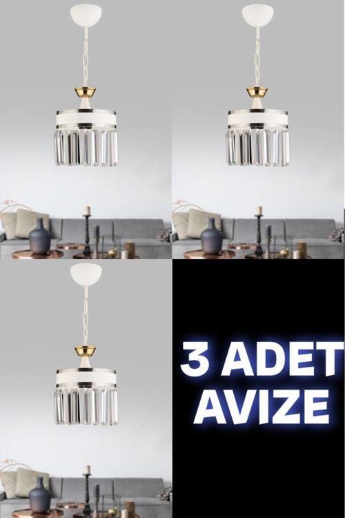 ERVA  3 ADET TEKLİ AVİZE KRİSTAL TAŞLI