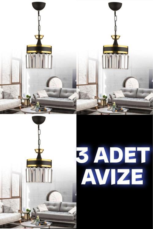 ERVA  3 ADET TEKLİ AVİZE KRİSTAL TAŞLI