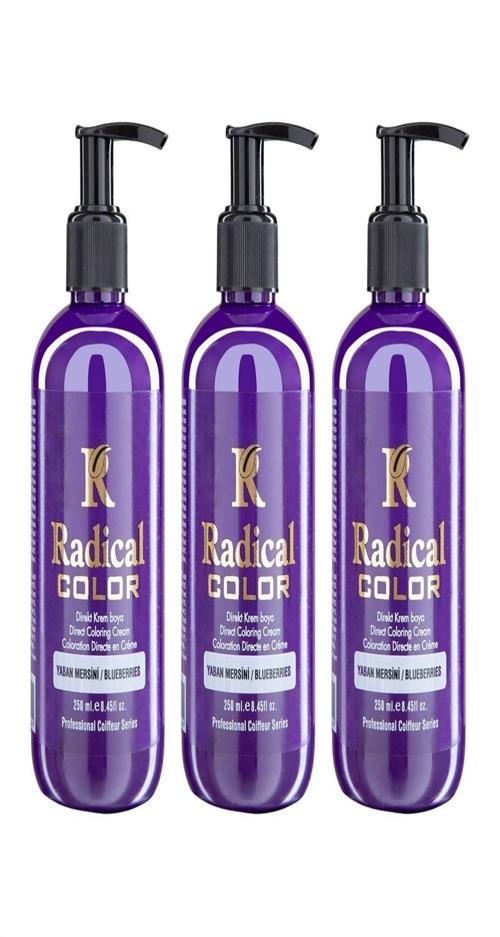 NEW 25/Blueberry Amonyaksız Su Bazlı Saç Boyası 250 ML 3 Adet Yaban Mersini