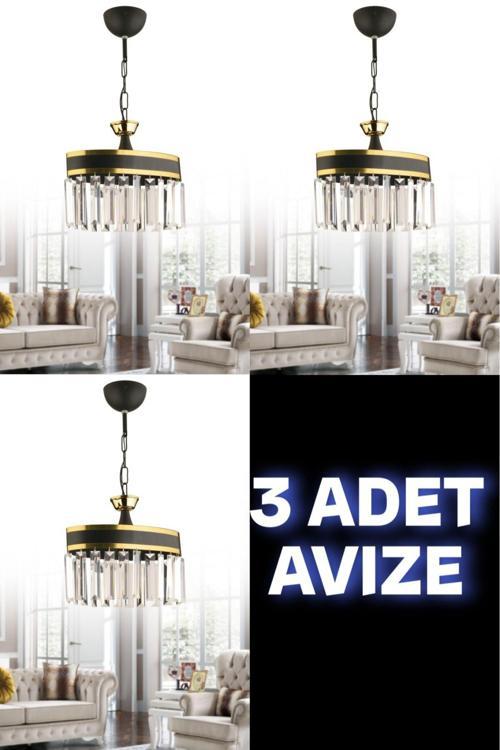 ŞİFA OVAL 3 ADET TEKLİ KRİSTAL TAŞLI AVİZE