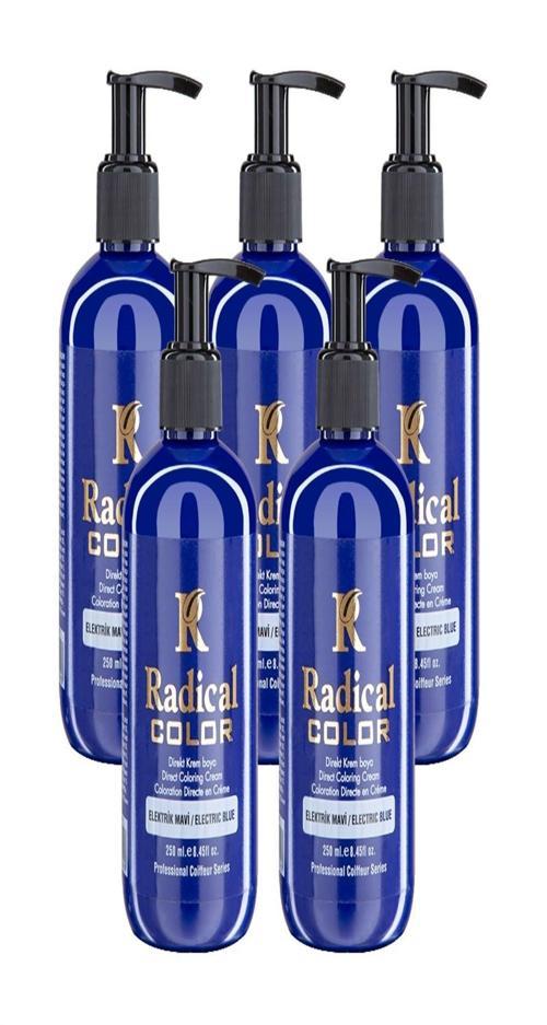 NEW 25/Electricblue Amonyaksız Su Bazlı Saç Boyası 250 ML 5 Adet Elektrik Mavi