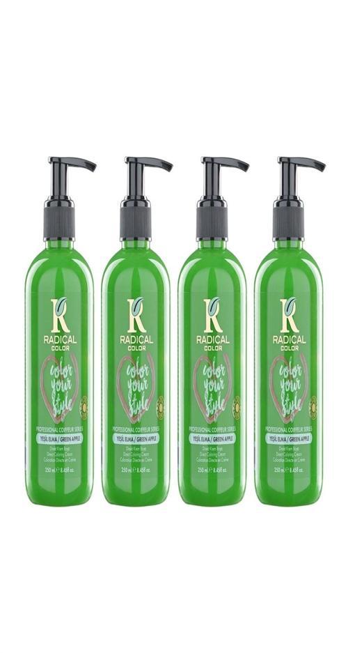 NEW 25/Greenapple Amonyaksız Su Bazlı Saç Boyası 250 ML 4 Adet Yeşil Elma