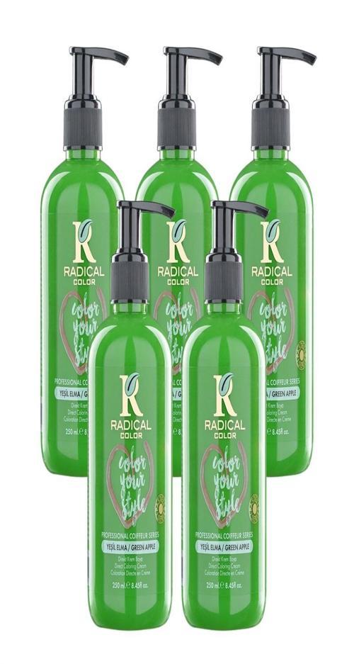 NEW 25/Greenapple Amonyaksız Su Bazlı Saç Boyası 250 ML 5 Adet Yeşil Elma