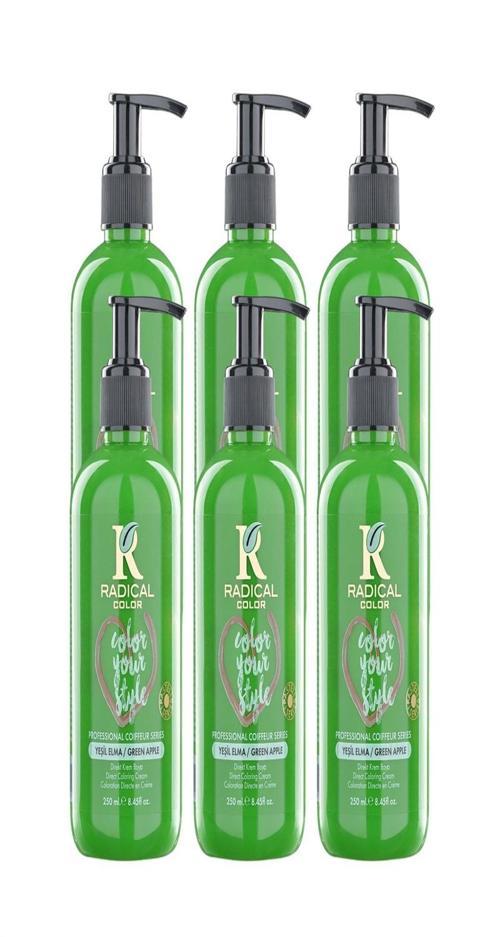 NEW 25/Greenapple Amonyaksız Su Bazlı Saç Boyası 250 ML 6 Adet Yeşil Elma