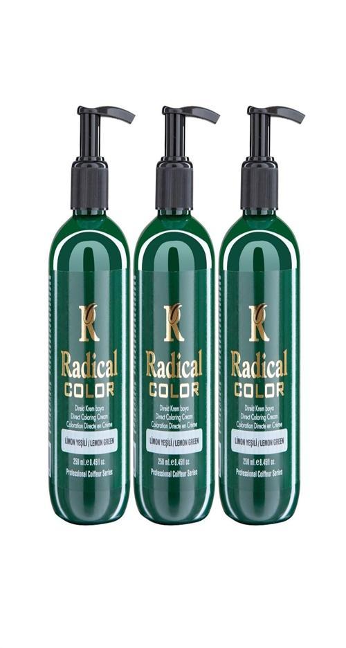 NEW 25/Limegreen Amonyaksız Su Bazlı Saç Boyası 250 ML 3 Adet Limon Yeşili