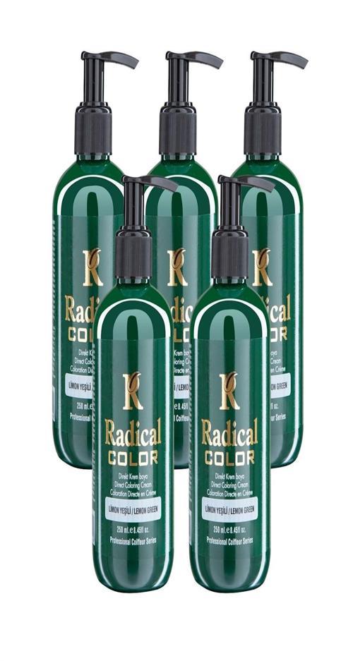 NEW 25/Limegreen Amonyaksız Su Bazlı Saç Boyası 250 ML 5 Adet Limon Yeşili