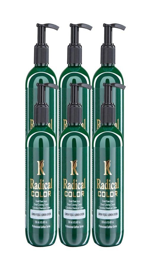 NEW 25/Limegreen Amonyaksız Su Bazlı Saç Boyası 250 ML 6 Adet Limon Yeşili