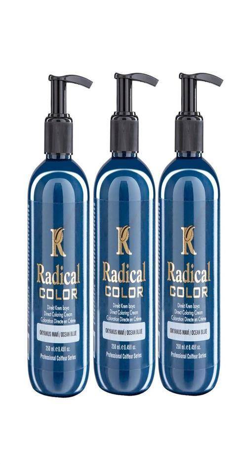 NEW 25/Oceanblue Amonyaksız Su Bazlı Saç Boyası 250 ML 3 Adet Okyanus Mavi
