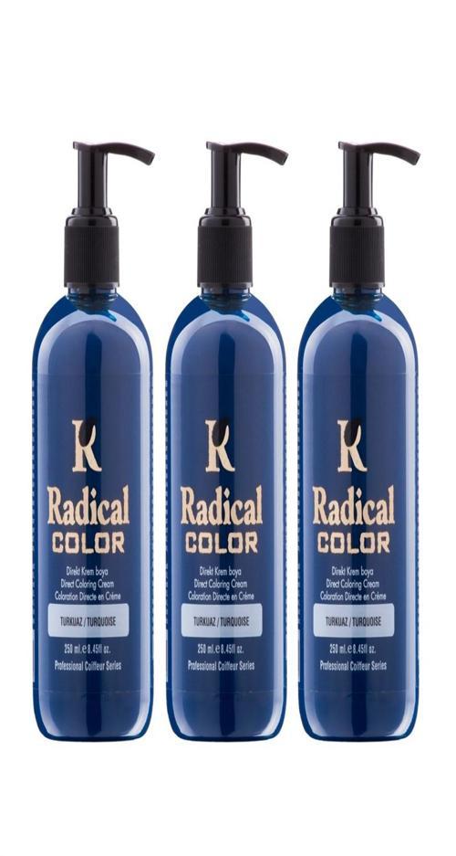 NEW 25/Turquoise Amonyaksız Su Bazlı Saç Boyası 250 ML 3 Adet Turkuaz