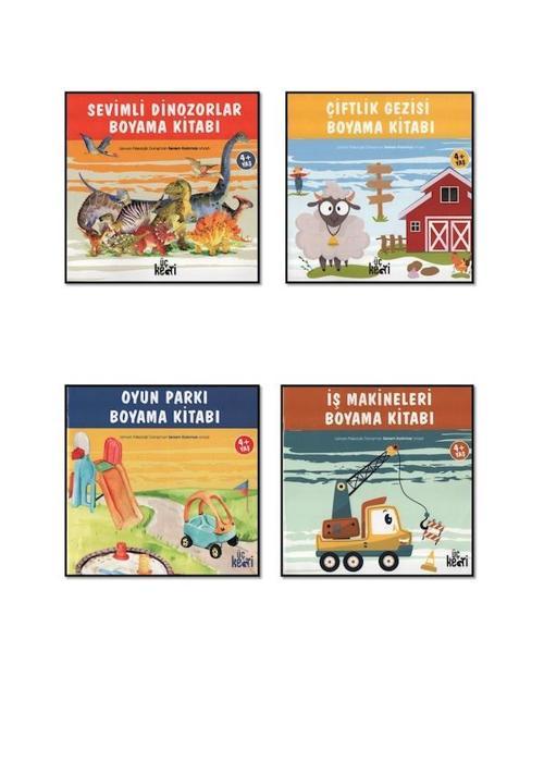 Oyun Parkı-Sevimli Dinozorlar-İş Makineleri-Çiftlik Gezisi Boyama Kitapları