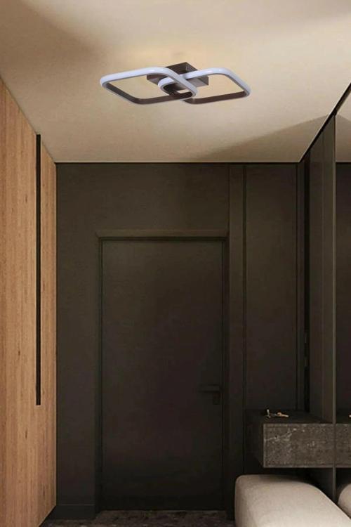 Selinay Modern Tasarım Kahverengi Renk Salon Mutfak Hol Beyaz Ledli 2 Li Led Avize