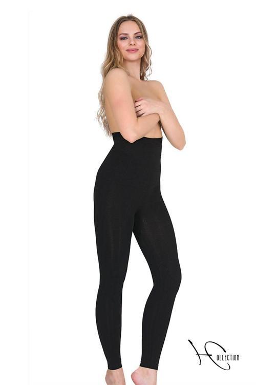 Kadın Yüksek Bel Siyah Korseli Uzun Tayt 2125