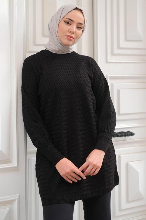 Salaş Triko Tunik Siyah HM2230