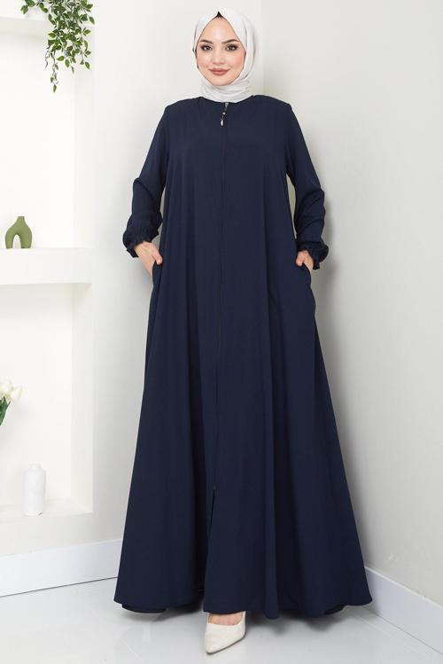 Büyük Beden Mevlana Ferace Lacivert HM02153