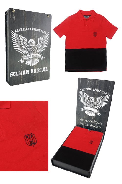 Orijinal Polo Yaka Çocuk T-shirt Kişiye Özel Hediyelik Ahşap Kutulu